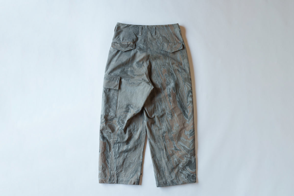 amachi. Double Knee Cargo Pants Suminagashi - Gray×Grain Marble ...