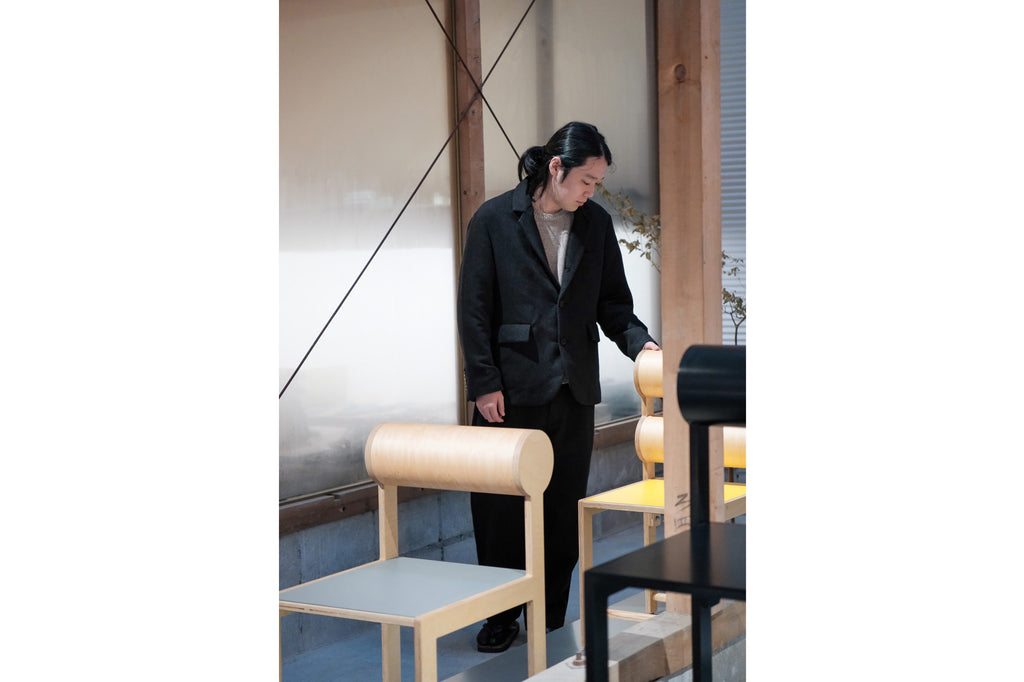 evan kinori　Three Butlon Jacket Wool Linen Herring Bone