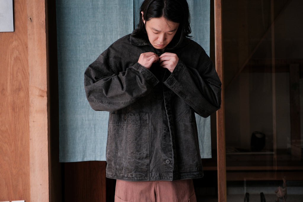 amachi　Meeting Jacket -F0 Sumi ink dye