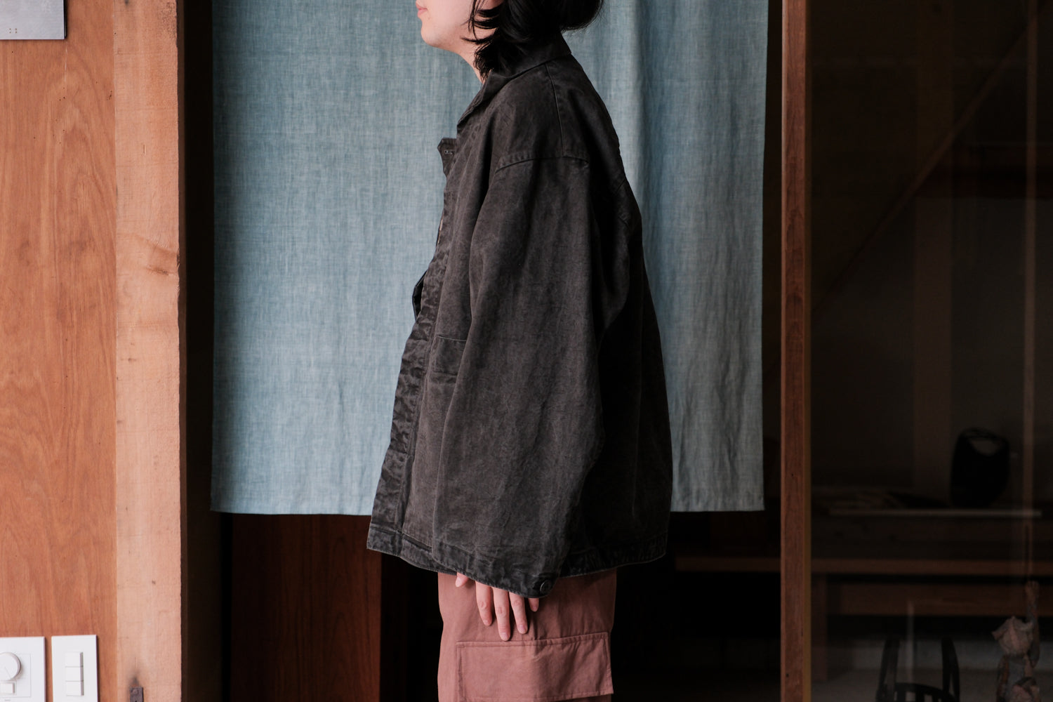 amachi　Meeting Jacket -F0 Sumi ink dye