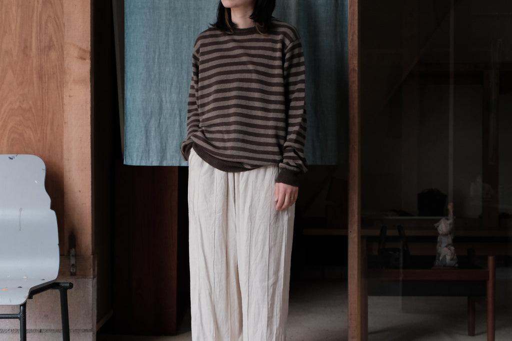 evan kinori　Thin Stripe Sweater Linen