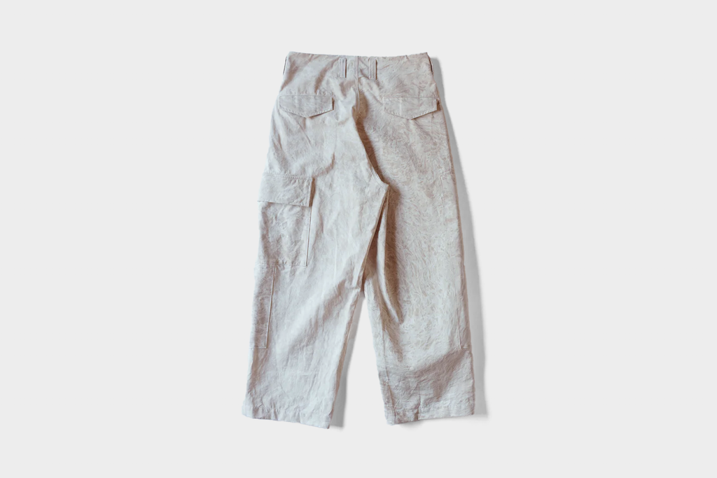 amachi. Double Knee Cargo Pants Suminagashi  - Off White×White Marble