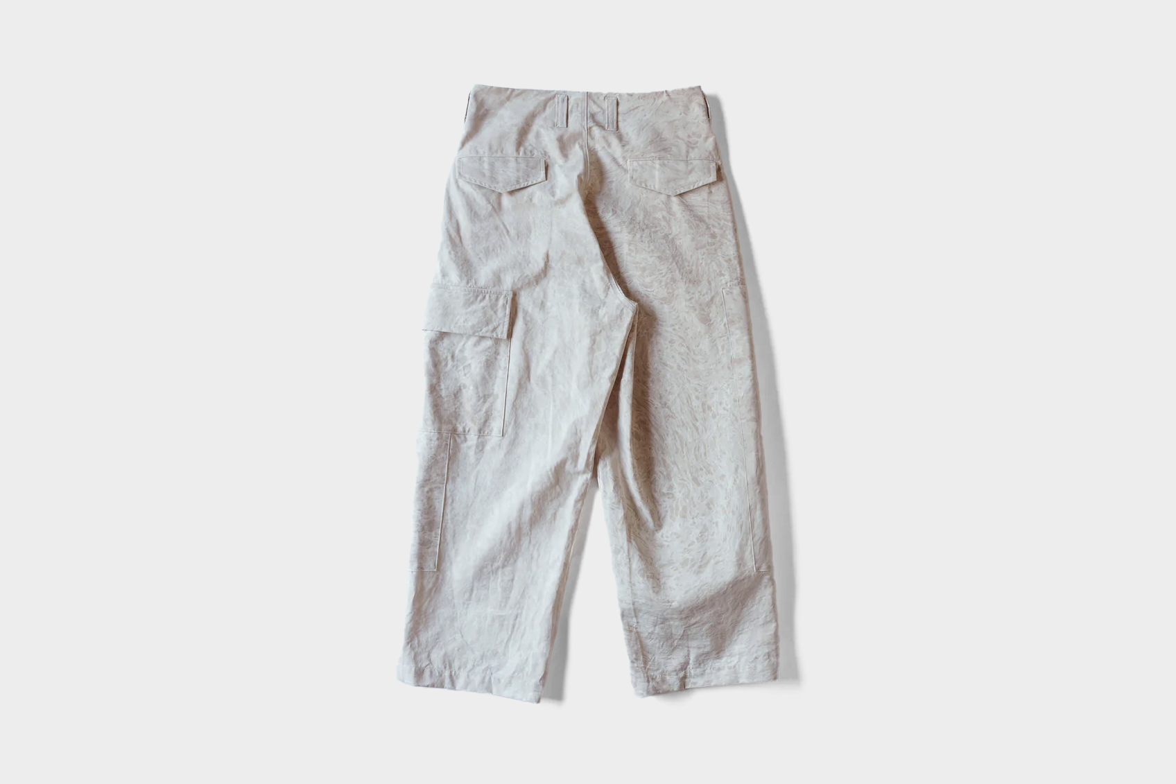 amachi. Double Knee Cargo Pants Suminagashi  - Off White×White Marble