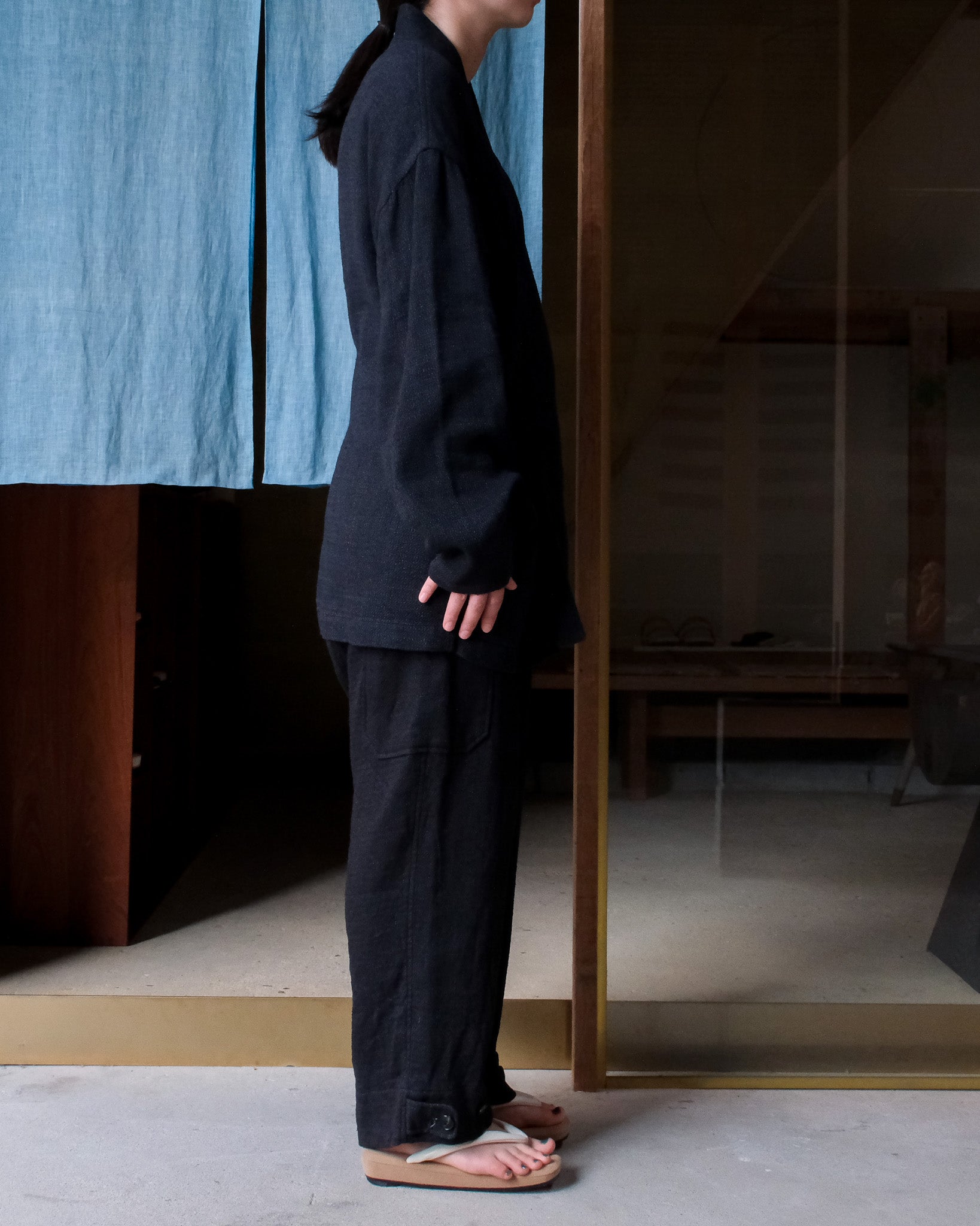 ARTS&SCIENCE　Samue work pants　L/S loose dobby double cloth - Black
