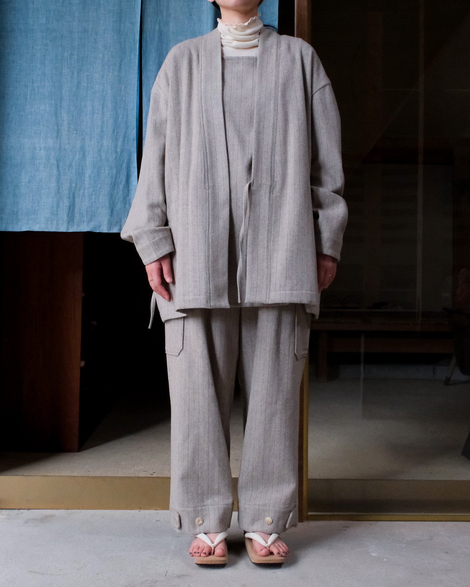 ARTS&SCIENCE　Samue work pants　Vintagestripe mosser - Top beige
