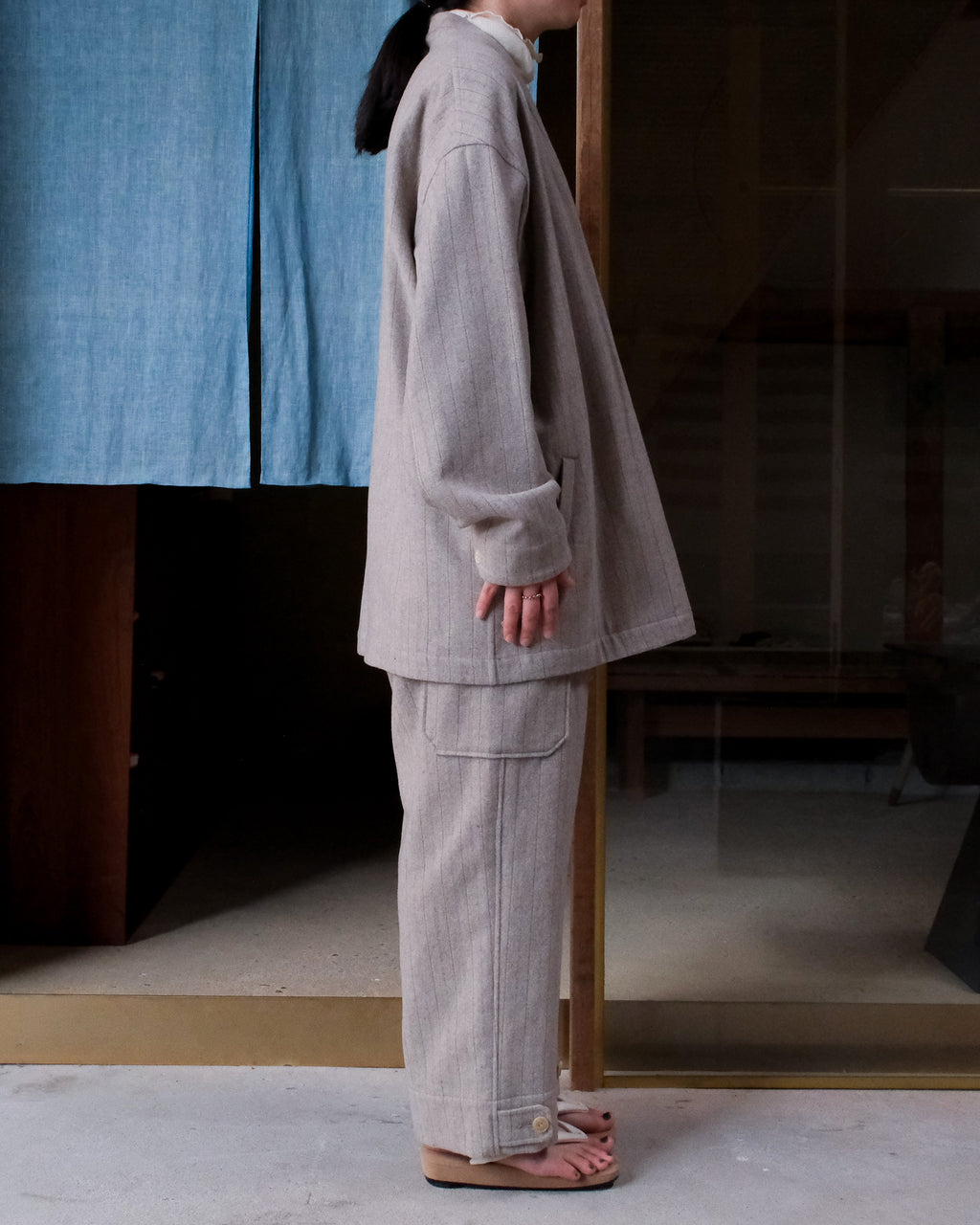 ARTS&SCIENCE　Samue work pants　Vintagestripe mosser - Top beige