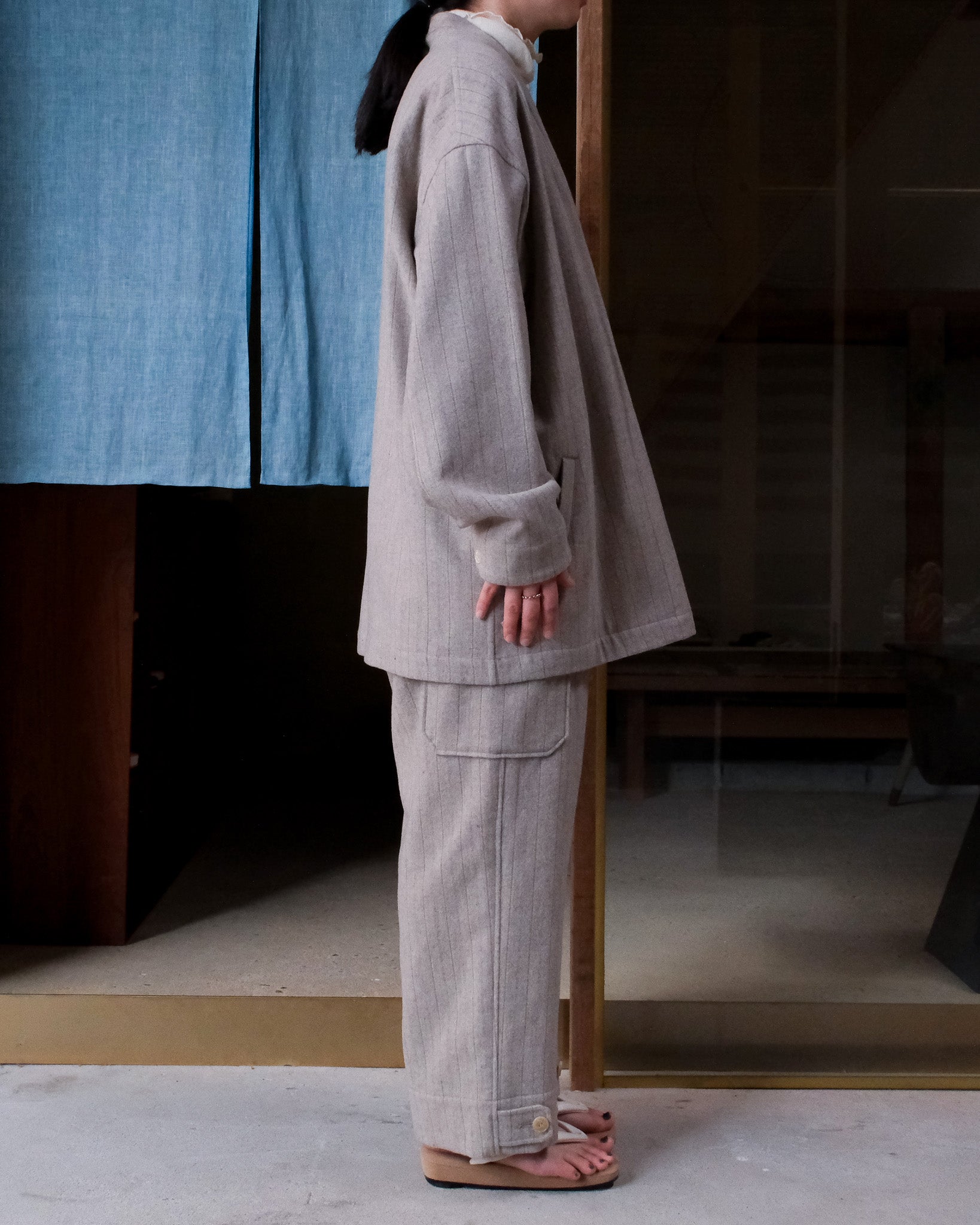 ARTS&SCIENCE　Samue work pants　Vintagestripe mosser - Top beige