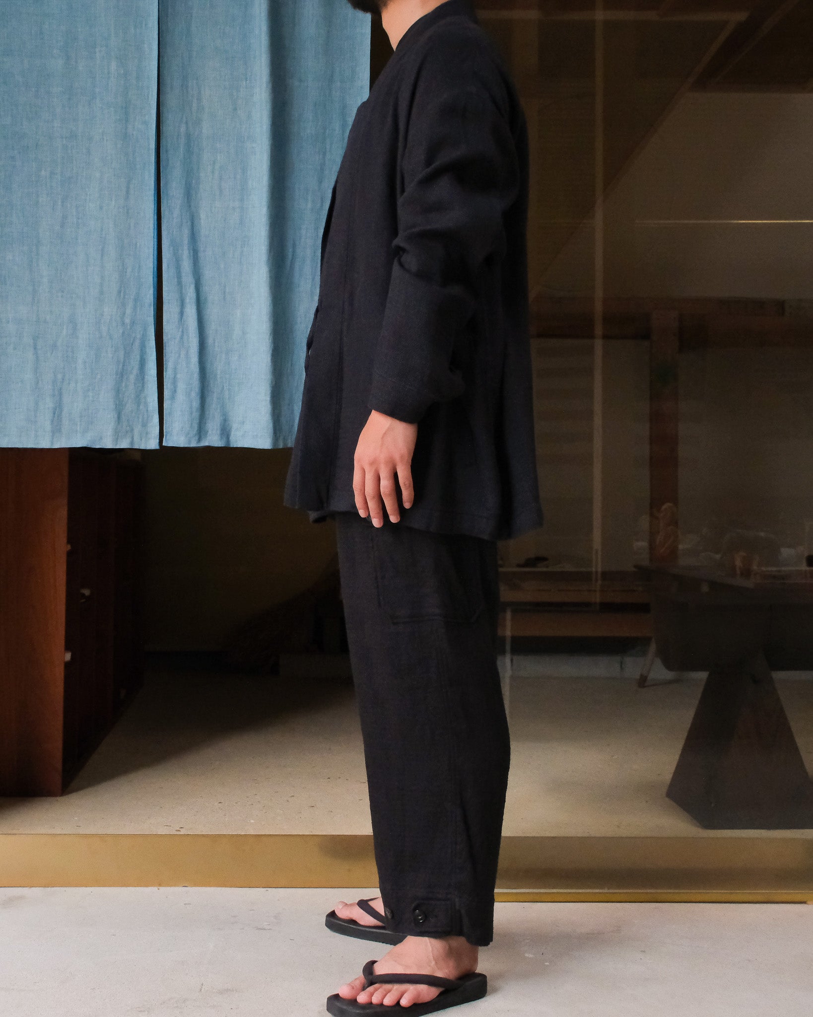 ARTS&SCIENCE　Samue work pants　L/S loose dobby double cloth - Black