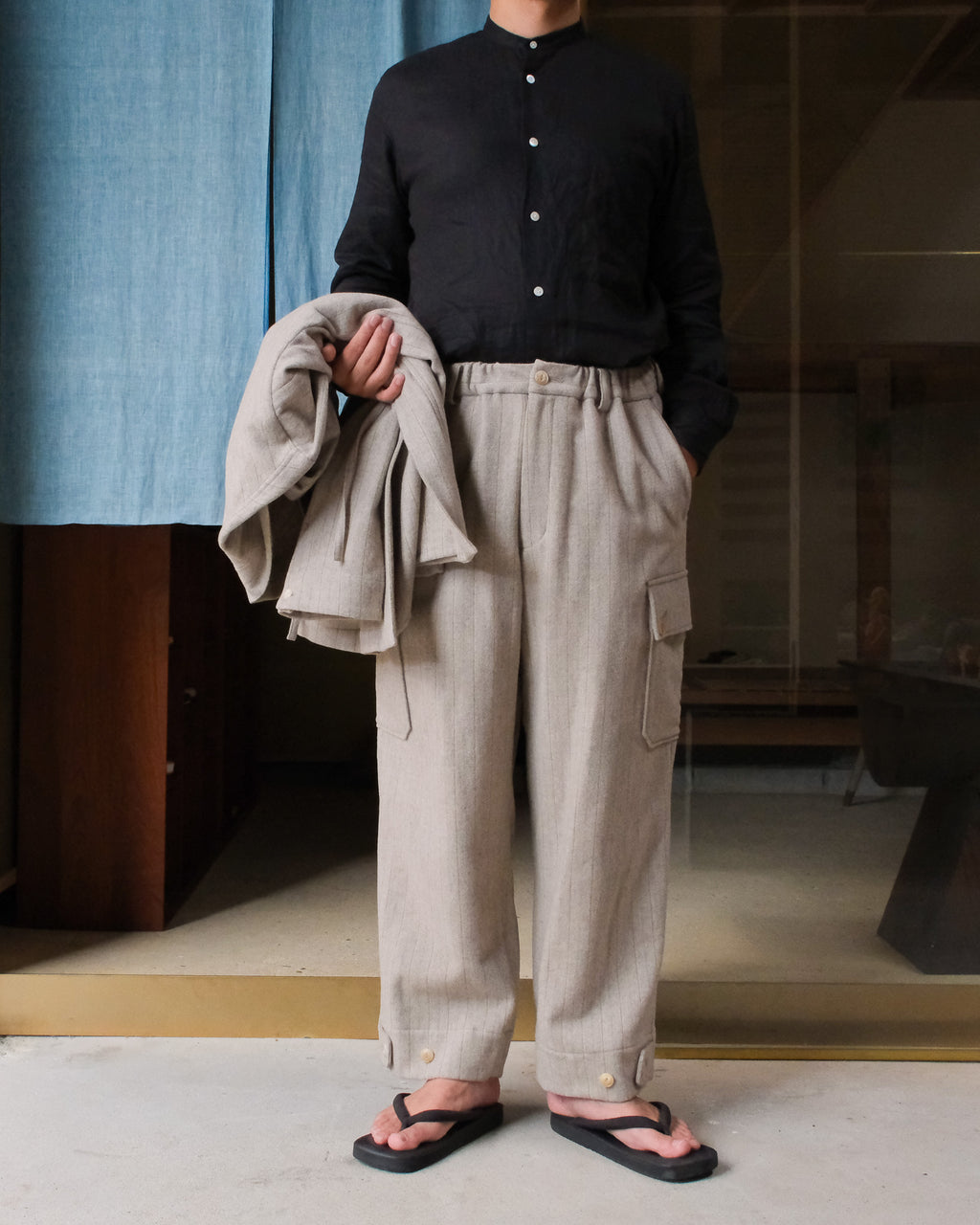 ARTS&SCIENCE　Samue work pants　Vintagestripe mosser - Top beige