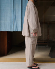 画像をギャラリービューアに読み込む, ARTS&amp;SCIENCE　Fake samue jacket　Vintagestripe mosser - Top beige
