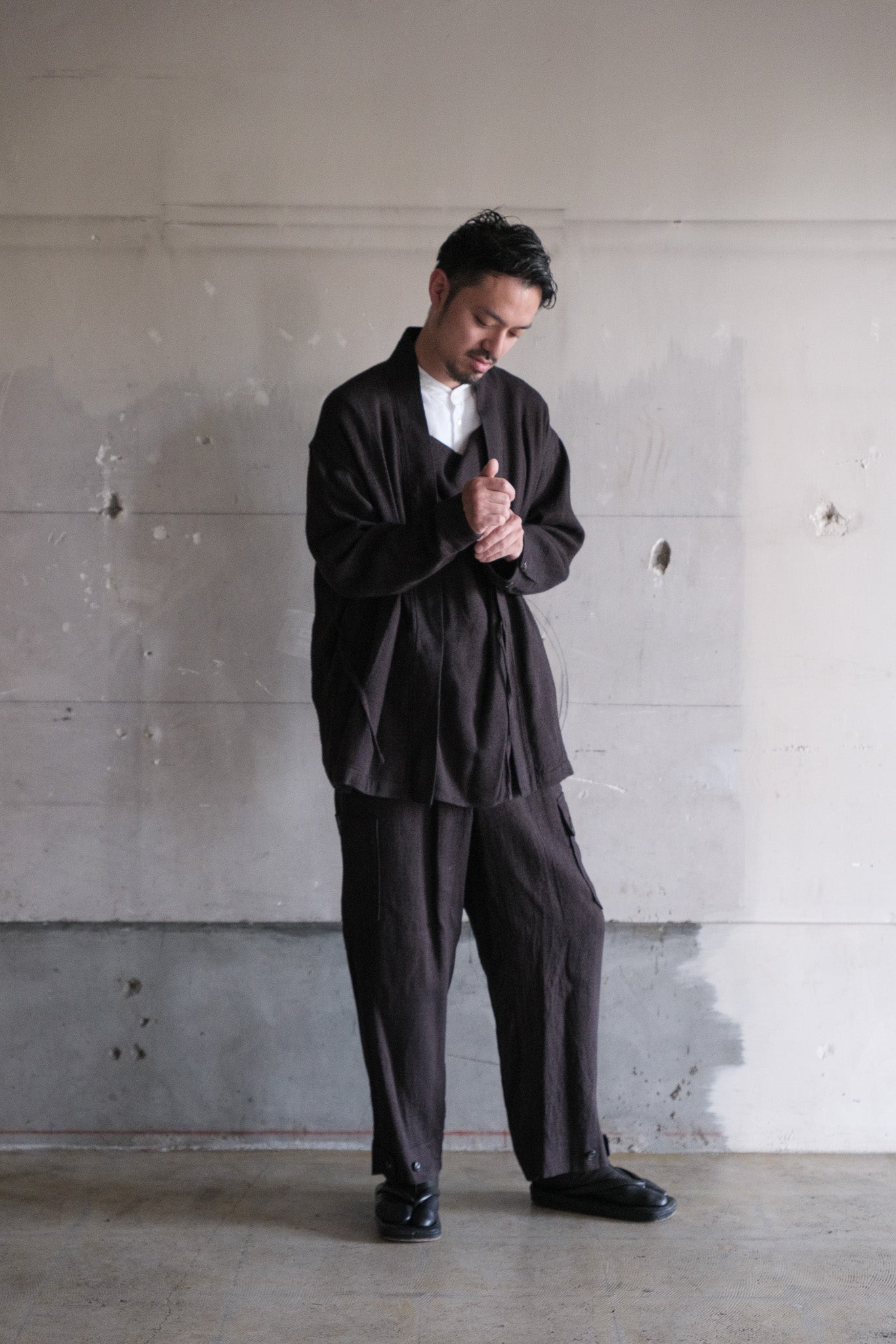 ARTS&SCIENCE　Fake samue jacket　L/S loose dobby double cloth - Espresso