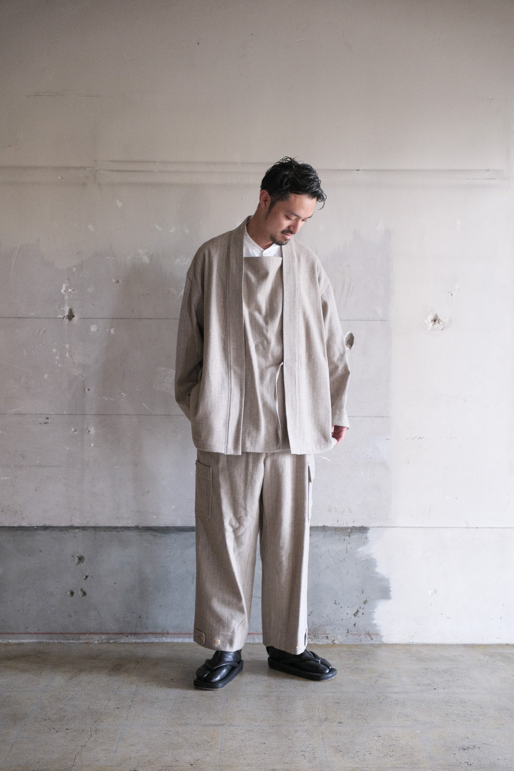 ARTS&SCIENCE　Samue work pants　Vintagestripe mosser - Top beige