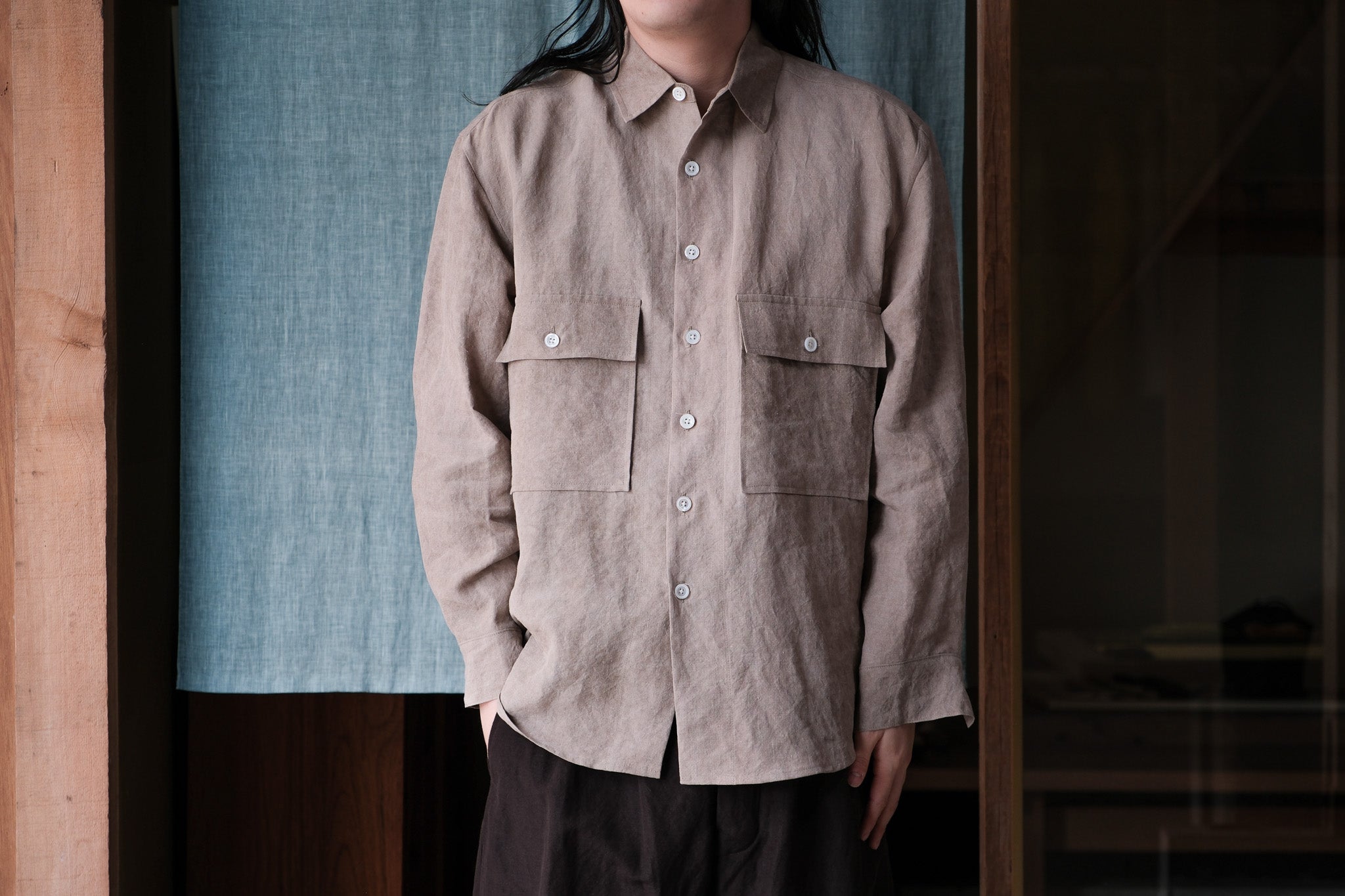 evan kinori　Big Shirt Cold Dyed Hemp