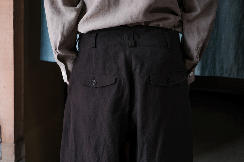 evan kinori　Two Pleat Pants worsted wool linen canvas