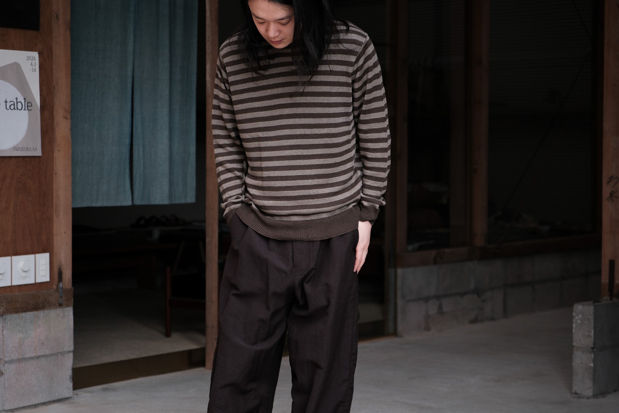evan kinori　Thin Stripe Sweater Linen