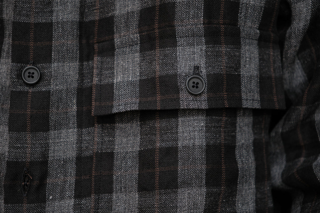 evan kinori　Big Shirt Yarn Dyed linen Check