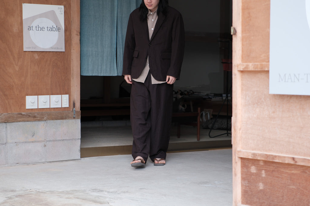 evan kinori　Two Pleat Pants worsted wool linen canvas