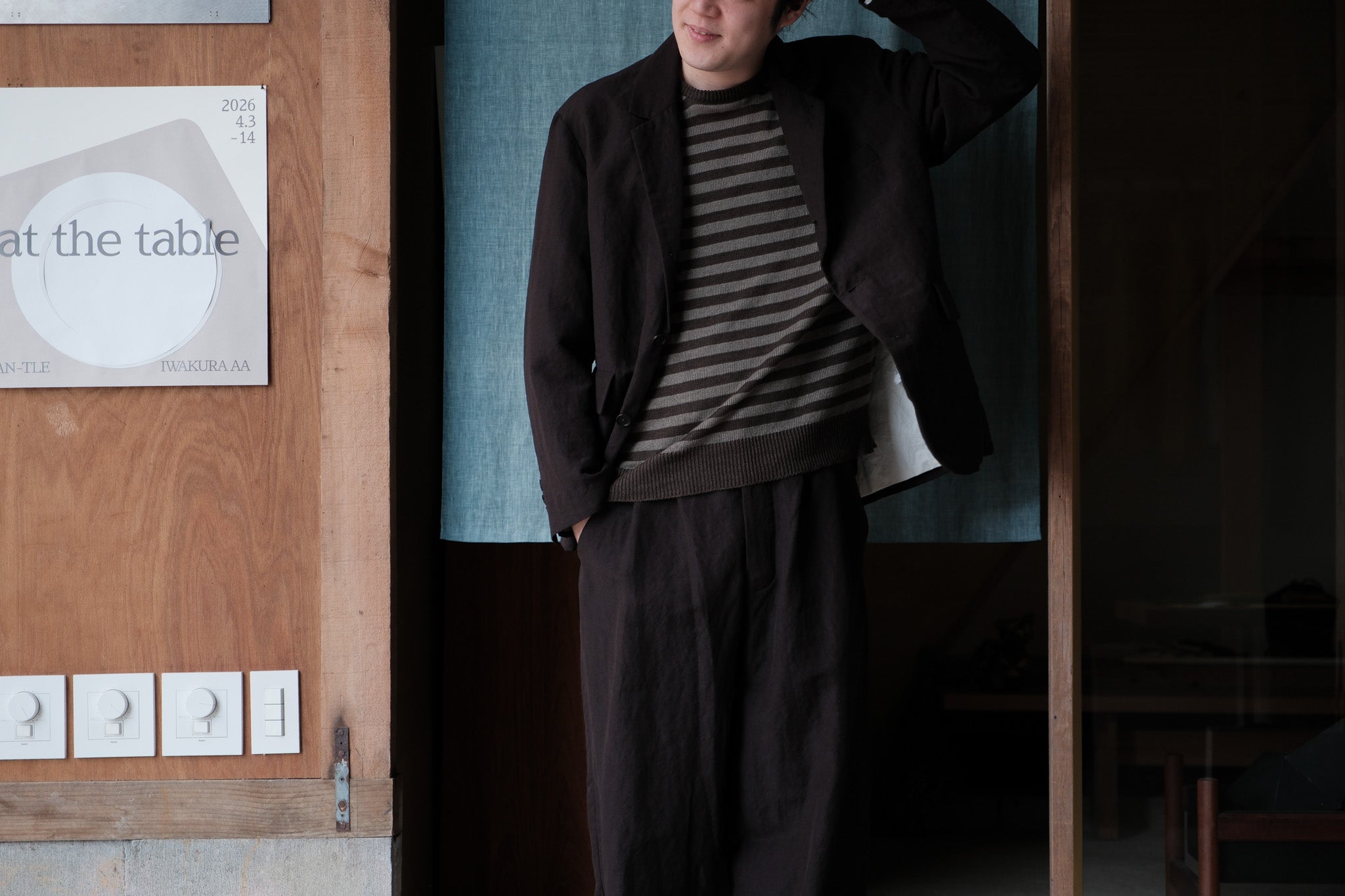 evan kinori　Three Button Jacket worsted wool linen canvas