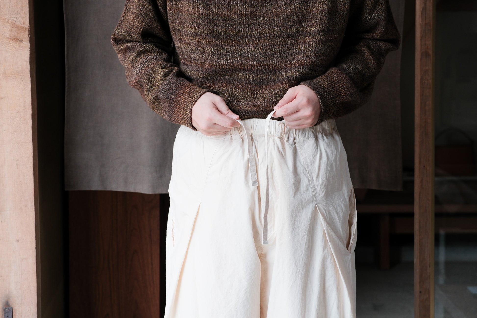amachi.　Fabric Forming Twist Pants