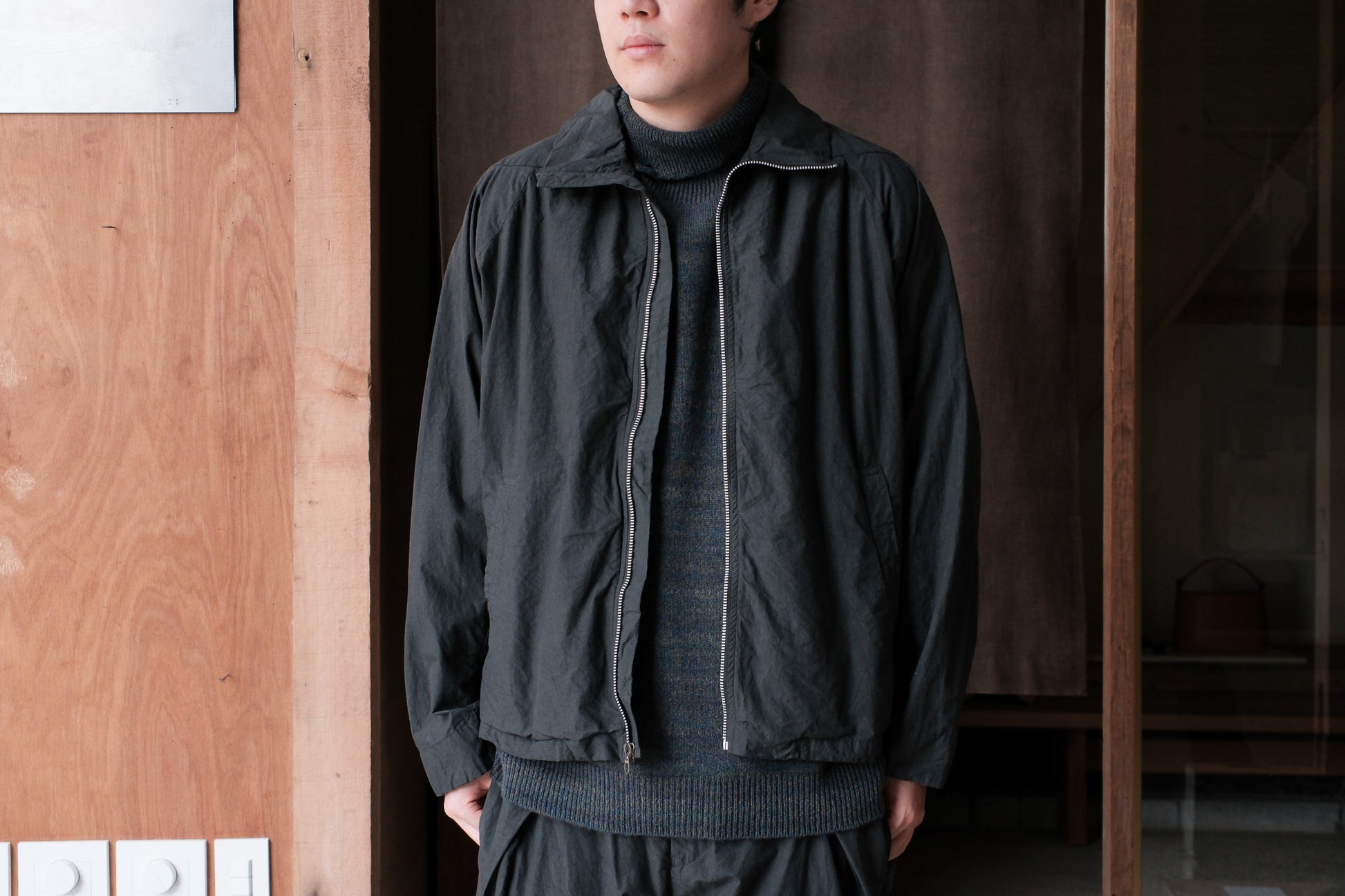 amachi.　Fabric Forming Balmacaan Jacket