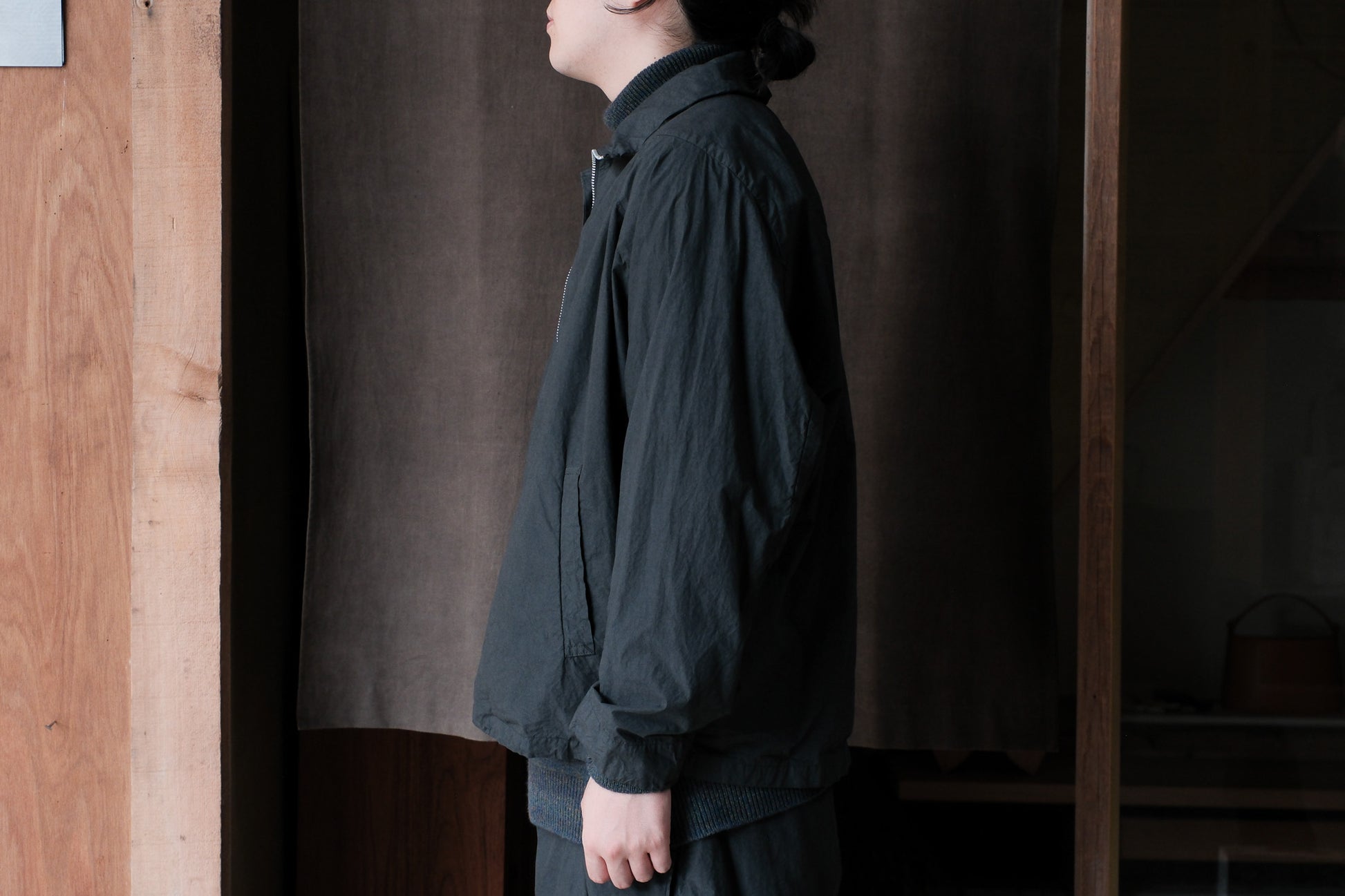 amachi.　Fabric Forming Balmacaan Jacket