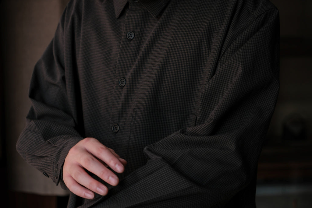 evan kinori　Big Shirt Two Worsted Wool Check