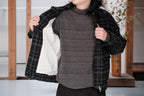 evan kinori　Zip Jacket Two Wool Tweed check