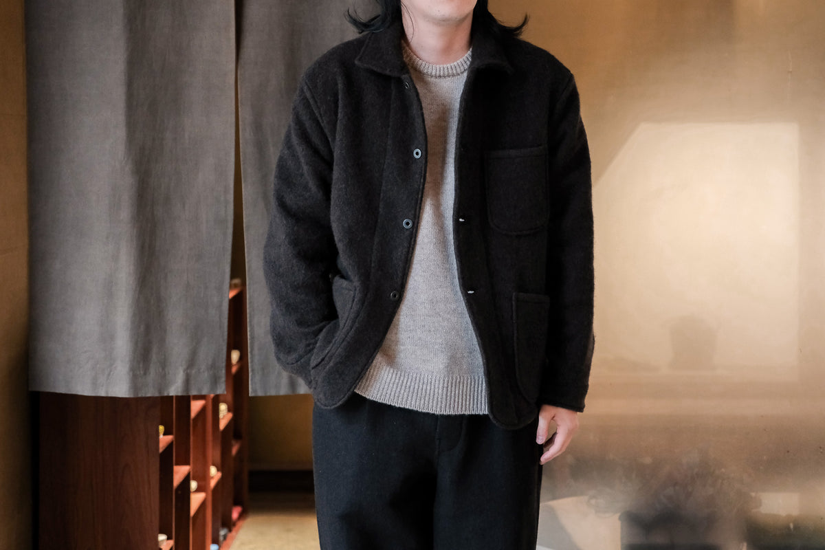 evan kinori　Three Pocket Jacket Brushed Wool Coating