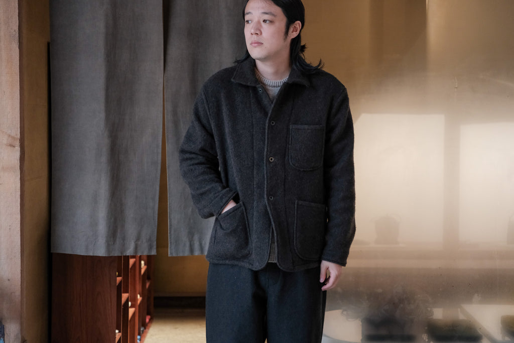 evan kinori　Three Pocket Jacket Brushed Wool Coating