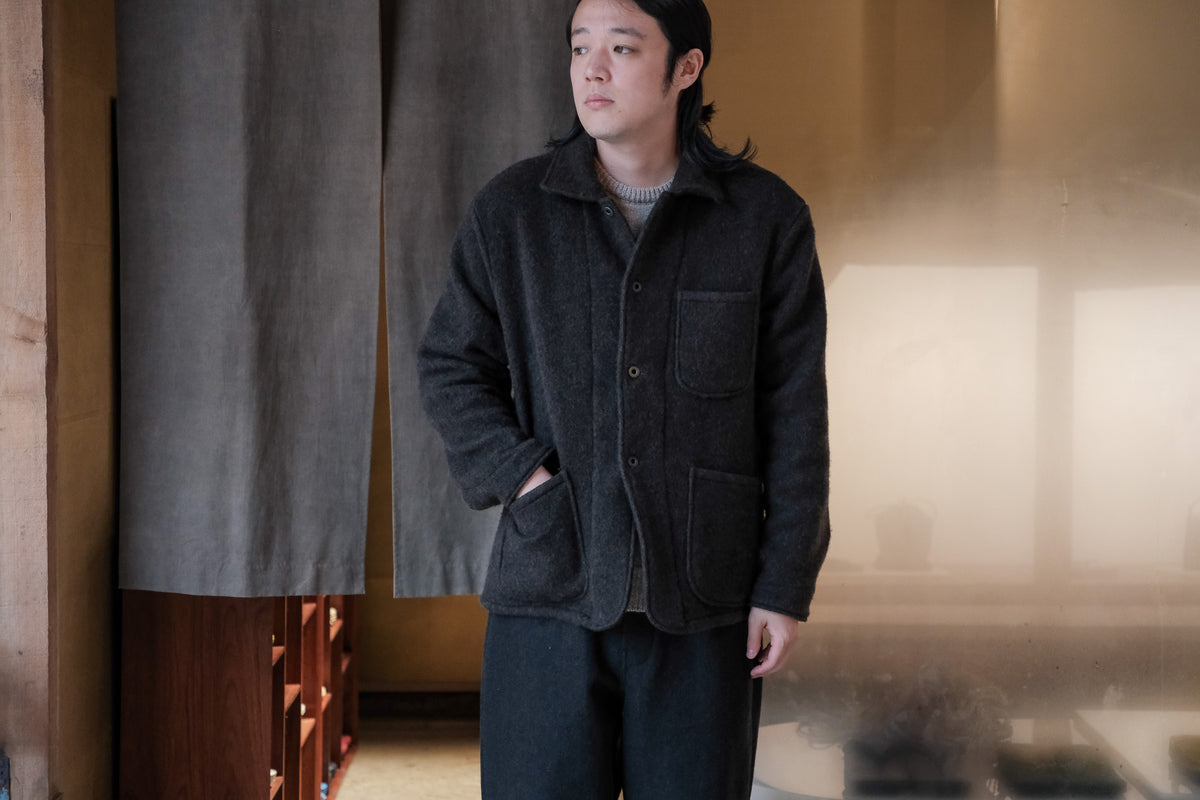 evan kinori　Three Pocket Jacket Brushed Wool Coating