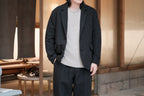 evan kinori　Three Butlon Jacket Wool Linen Herring Bone