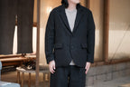 evan kinori　Three Butlon Jacket Wool Linen Herring Bone