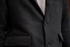 evan kinori　Three Butlon Jacket Wool Linen Herring Bone
