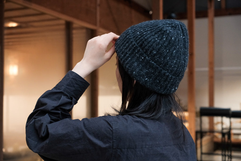 evan kinori　Knit Hat Wool Cashmere Tweed