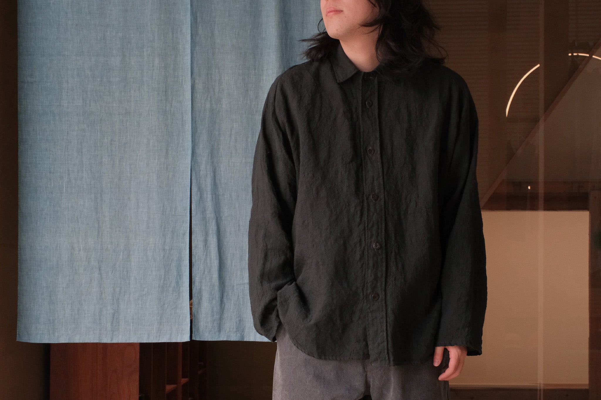 amachi. Phenomena Embroidery Shirt/Deep Green