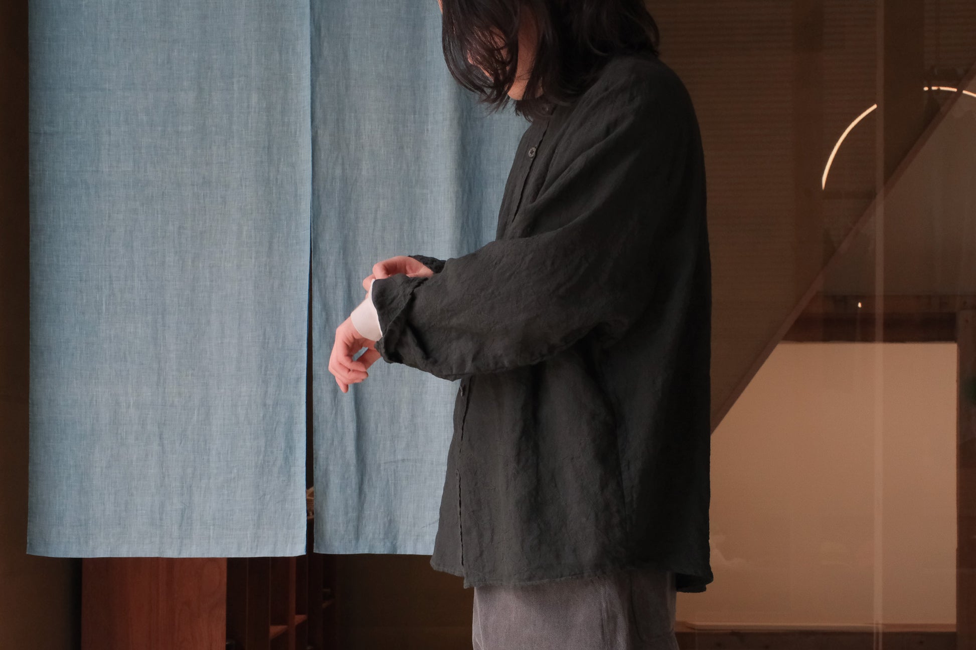 amachi. Phenomena Embroidery Shirt/Deep Green