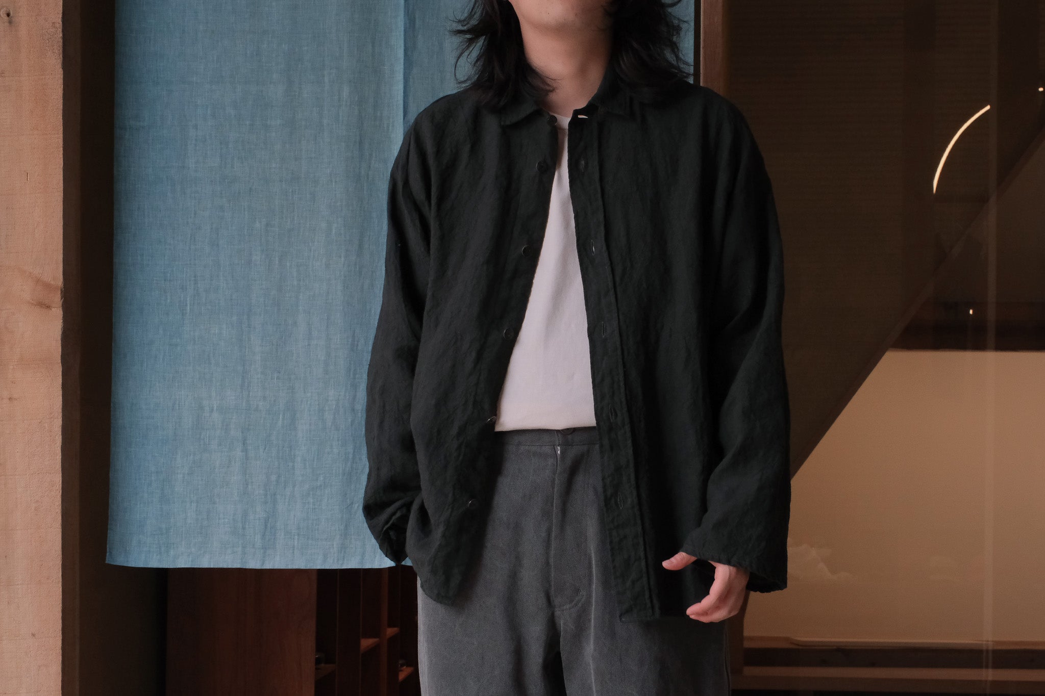 amachi. Phenomena Embroidery Shirt/Deep Green