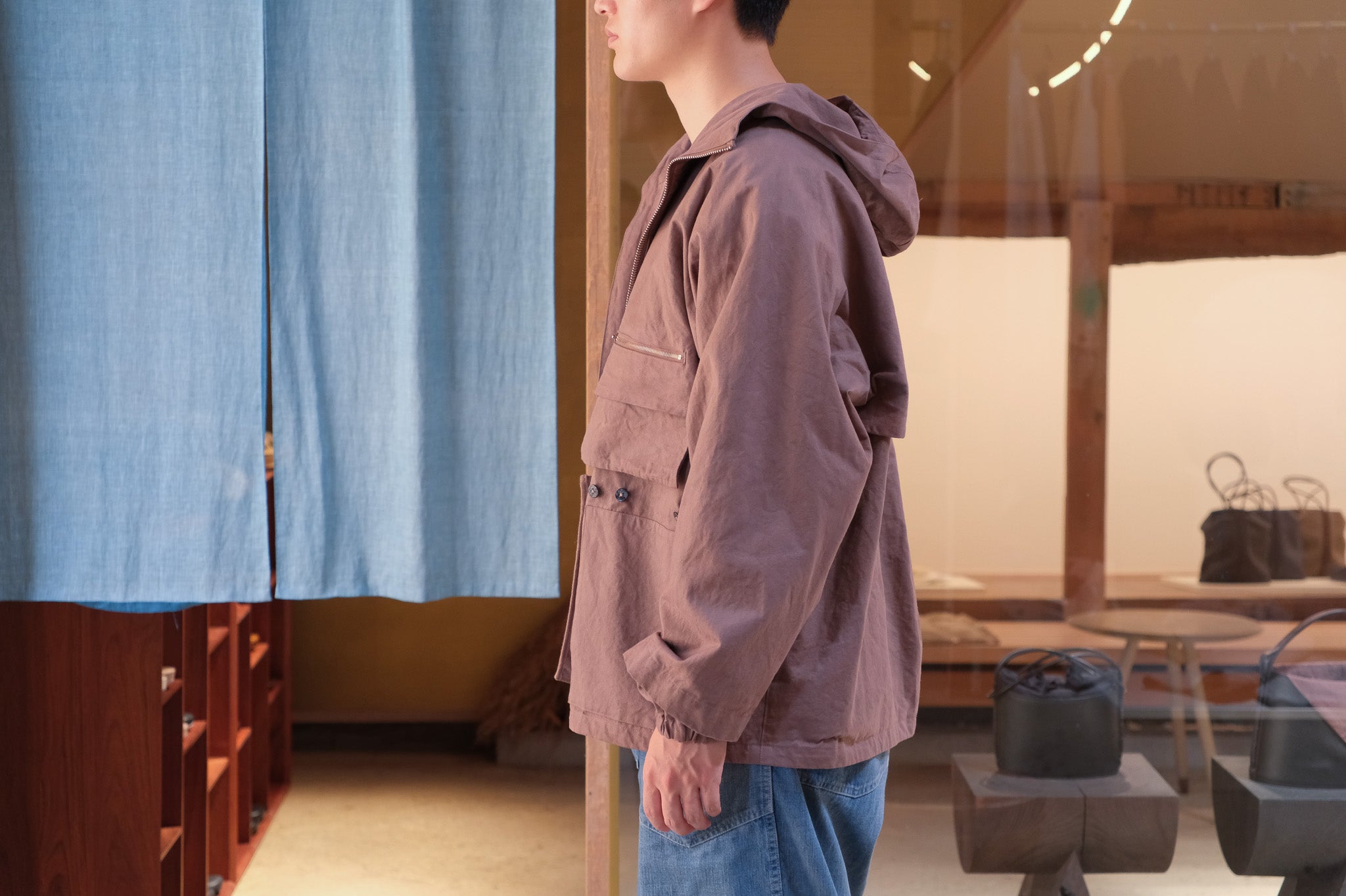 アマチ　amachi. ジャケット　ポンチョ amachi. Double Layer Work Jacket - Stone Gray – 履物関づか
