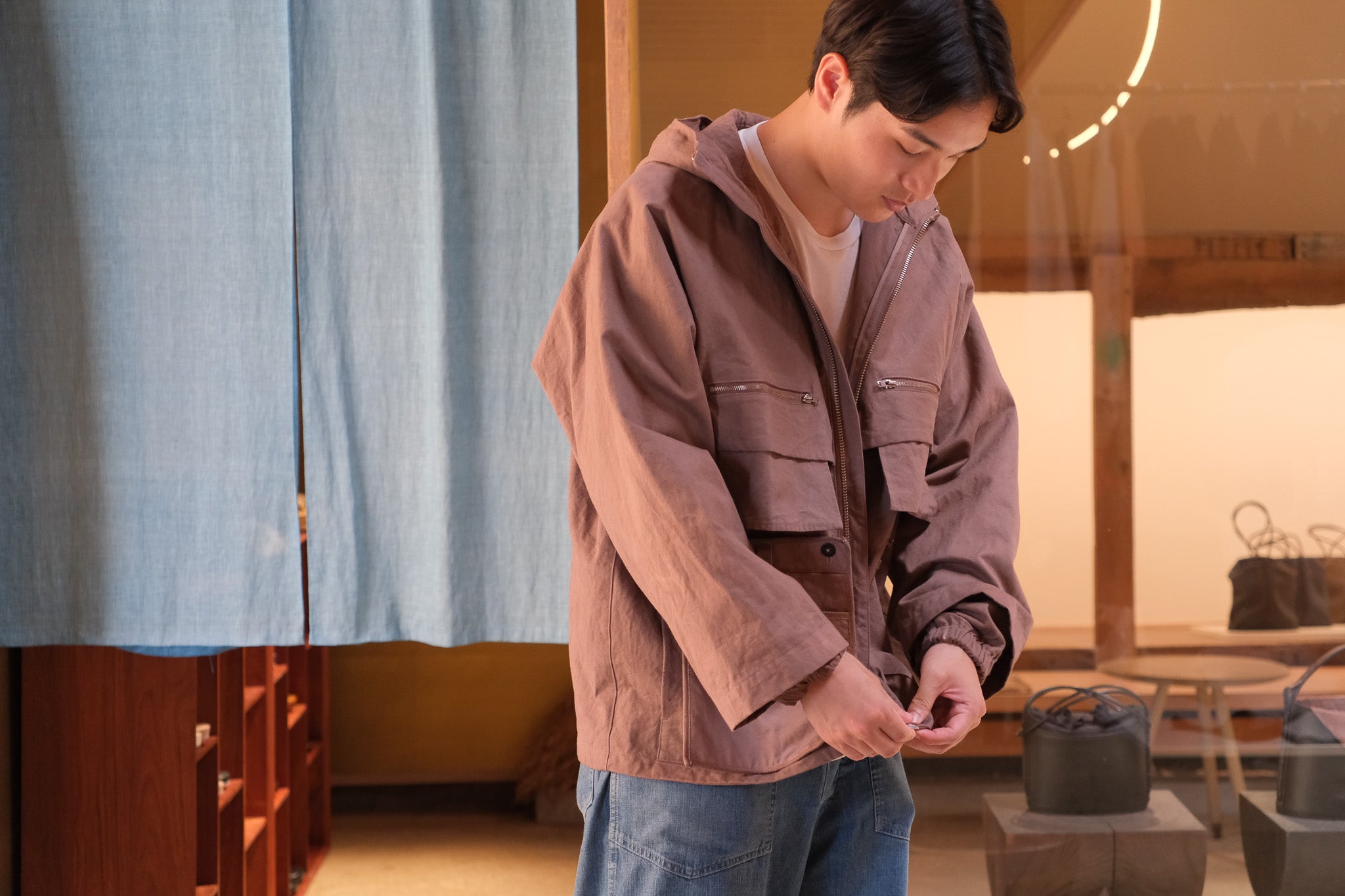 amachi アマチ　ブラウン　カバーオール ジャケット amachi. Double Layer Work Jacket - Deep Red Brown – 履物関づか