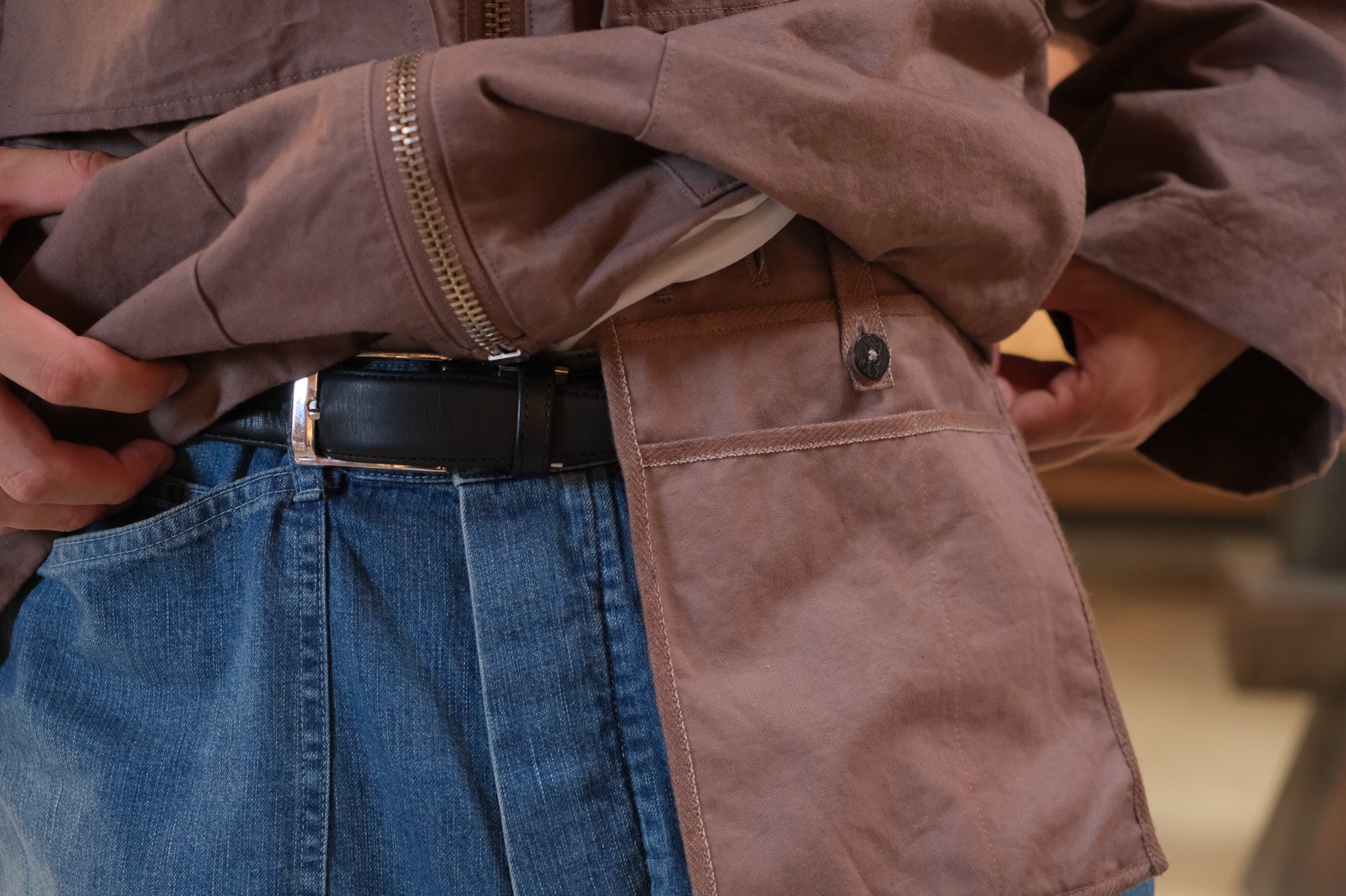 amachi. Double Layer Work Jacket - Deep Red Brown