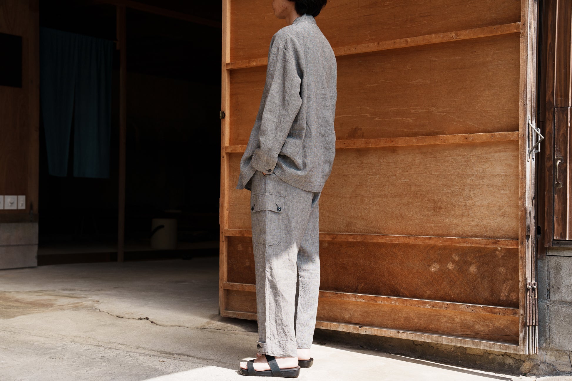 ARTS & SCIENCE Samue work pants - Mini hound's tooth check linen