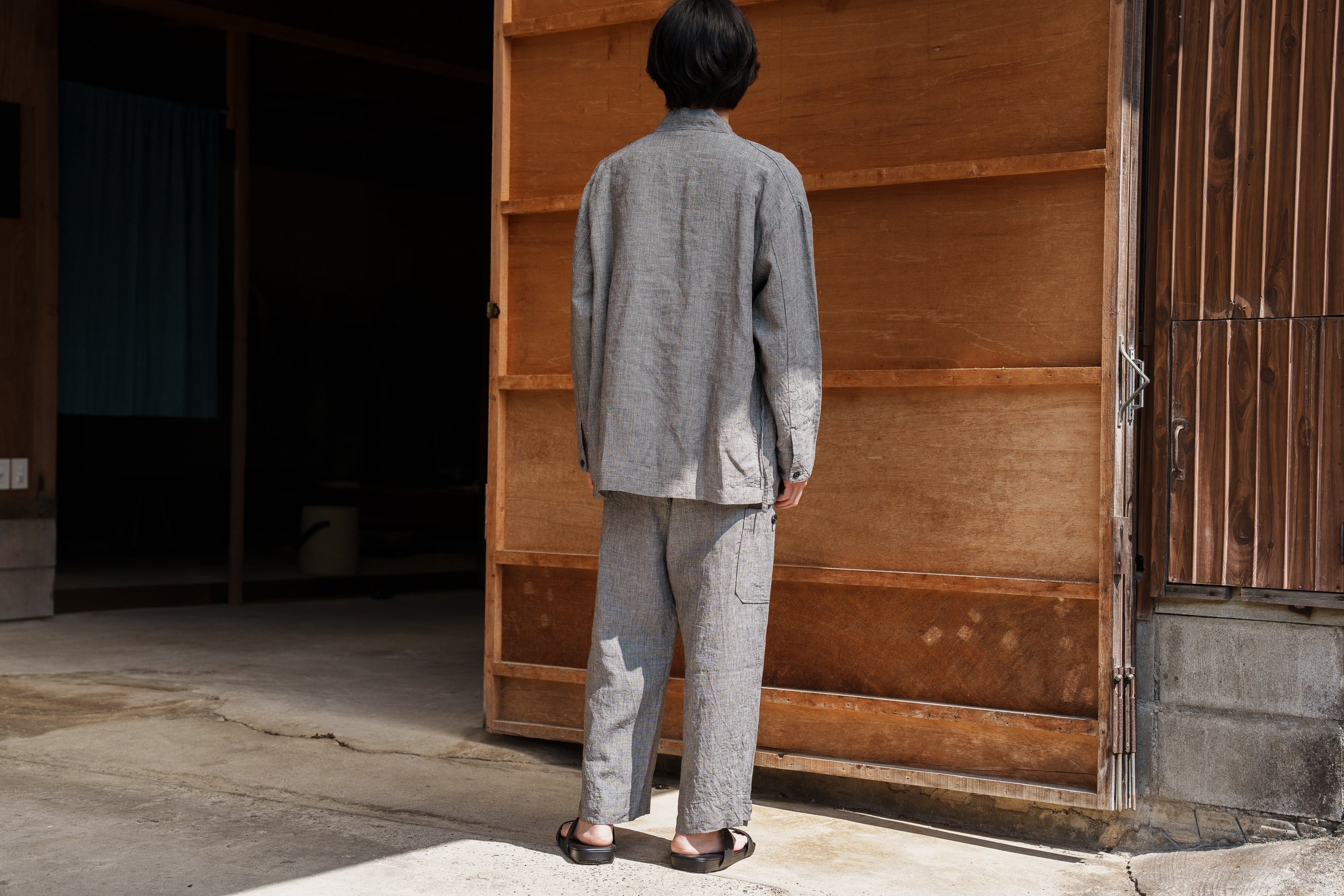 ARTS & SCIENCE Samue work pants - Mini hound's tooth check linen